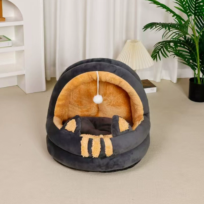 Мягкая кошечка-спальная подушка, detachable тёплый домик для питомца, плюшевый нежный, размеры S/M/L