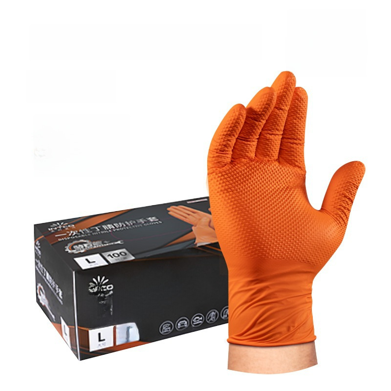 disposable orange black diamond gloves