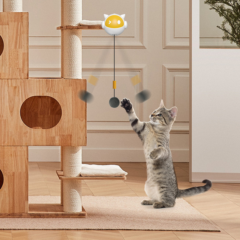 新しい電動猫面白いボールペットのおもちゃ昇降可能な毛玉面白い猫スティック自己楽しい猫電動面白いボール|undefined