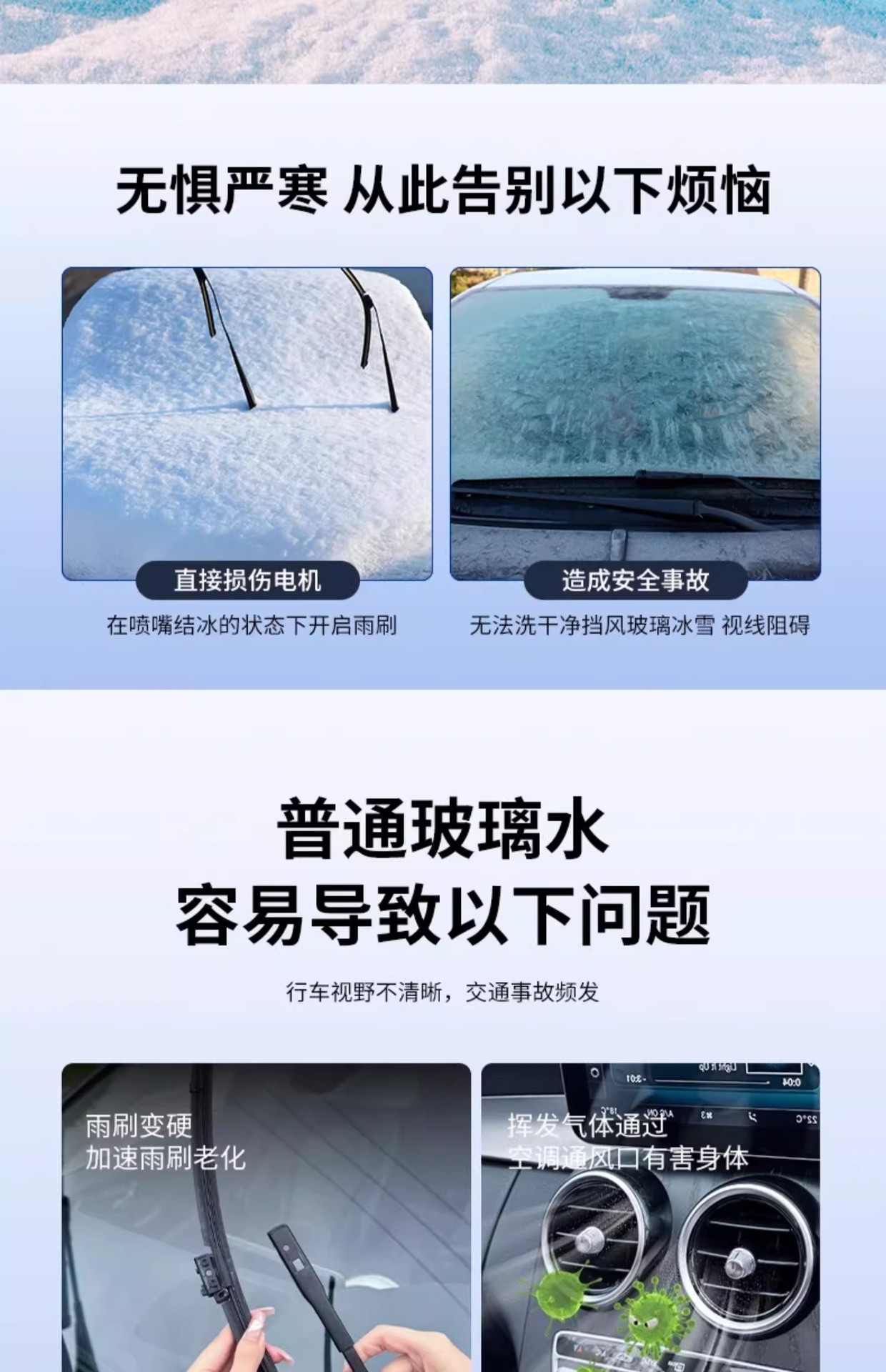 Deli Glass Cleaner for Removing Oil Film, Specifically for Cars in Winter, Effective at Temperatures of -30 to -45 Degrees, Powerful Stain Remover, Anti-Freeze Wiper Fluid