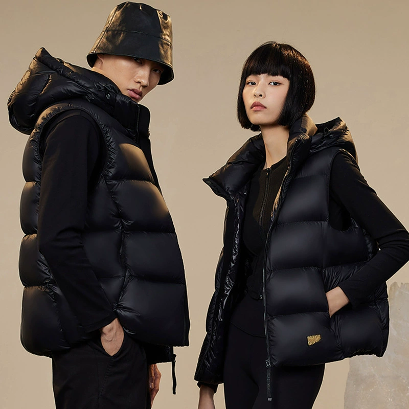 Жилет унисекс, гусь-уголь, oversize, черный, облегчённое тёплeние (S–XL)