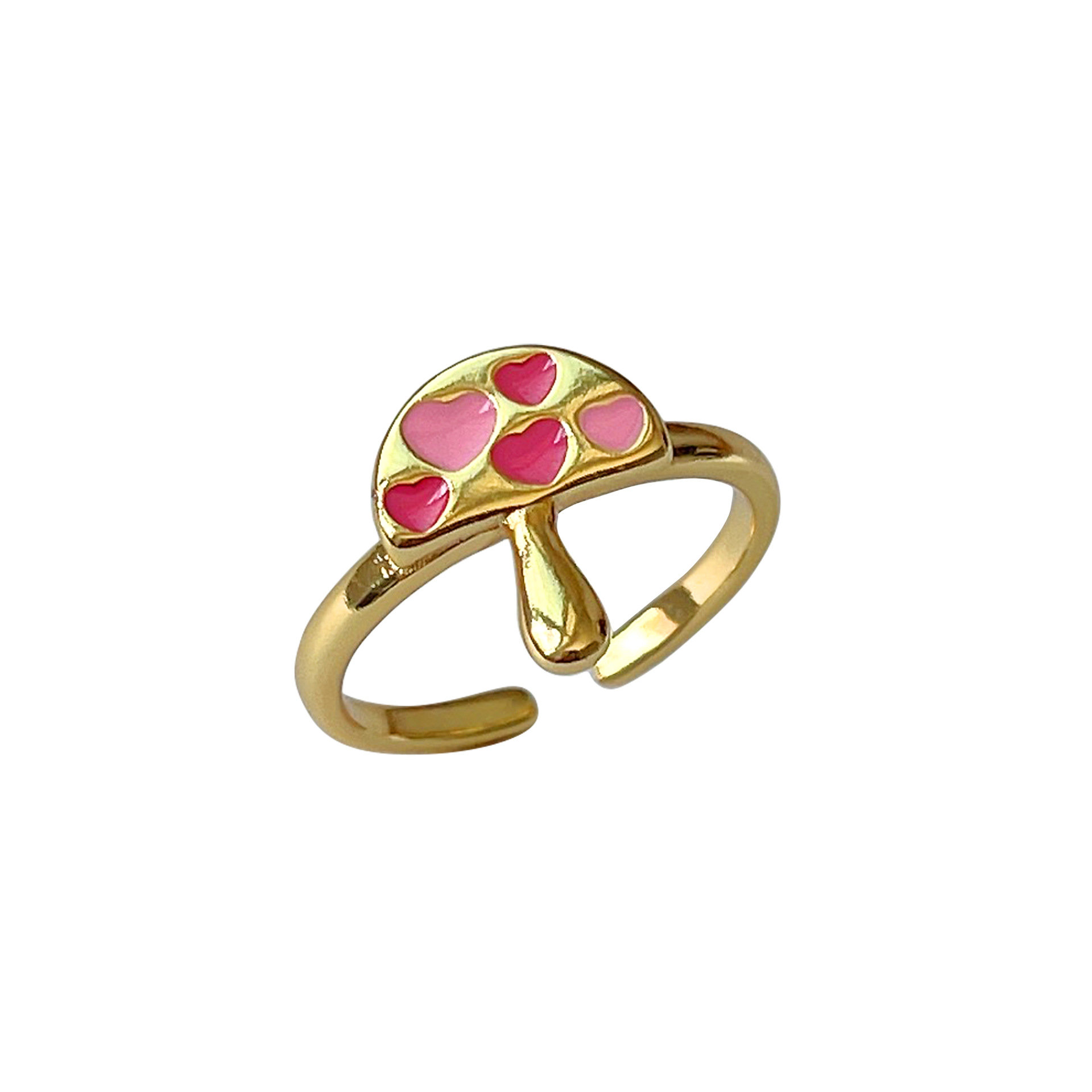 Fashion Leaf Heart Shape Copper Enamel Inlay Zircon Open Ring 1 Piece