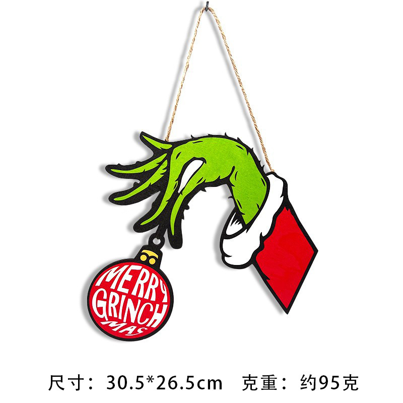 亚马逊跨境热销圣诞木制挂牌圣诞树装饰品前门格林奇派对装饰用品|undefined