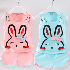 兒童背心套裝批發新款男童夏季潮流嬰兒卡通裝寶寶無袖短褲兩件套