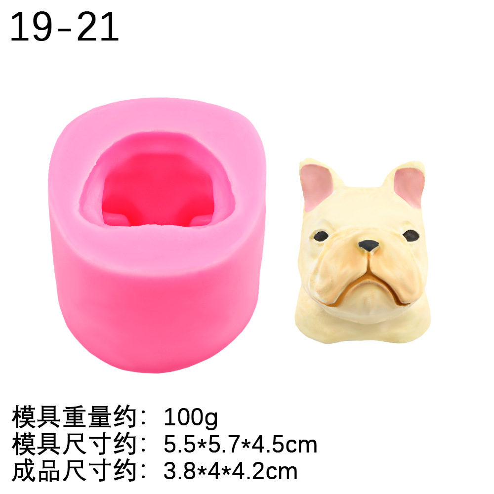 Molde de silicona de dibujos animados de perro ratón mascota Bulldog Bunny Decoración de coche Molde de vela de aromaterapia Molde de chocolate