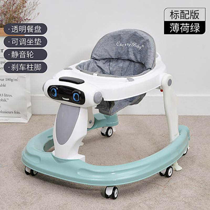 Andador para bebés con mango de empuje, juguete musical educativo para sentarse, bandeja desmontable, altura ajustable, antivuelco. image 9