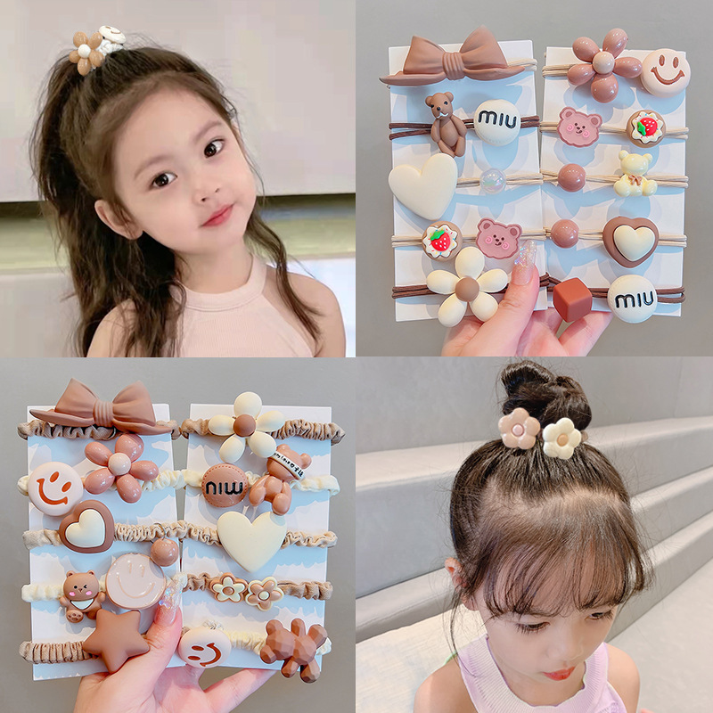 children Elastic lovely Curry color girl Tousheng High elasticity Little Girl Hairpin Ponytail Headdress