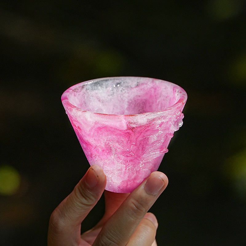 失蜡法琉璃古法琉璃兰花浮雕刻主人杯品茗杯红酒白杯茶杯不可开水|undefined