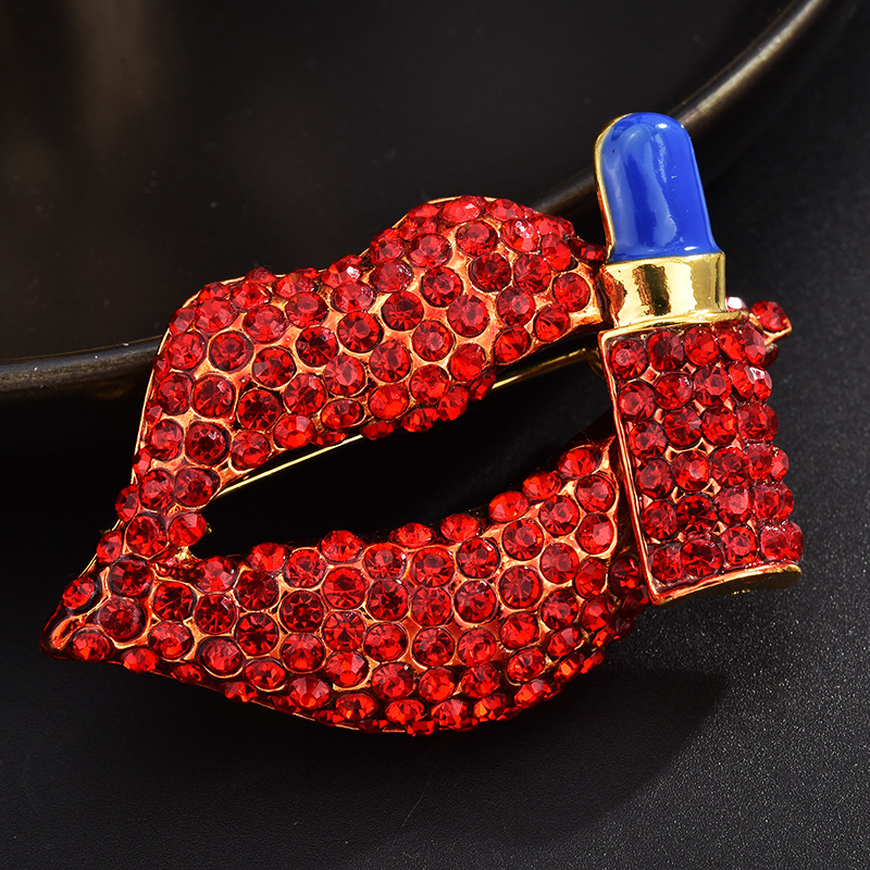 Elegant Pin Mouth Lips Flower Alloy Zircon Women's Silk Scarf Scarf Ring Corsage display picture 4