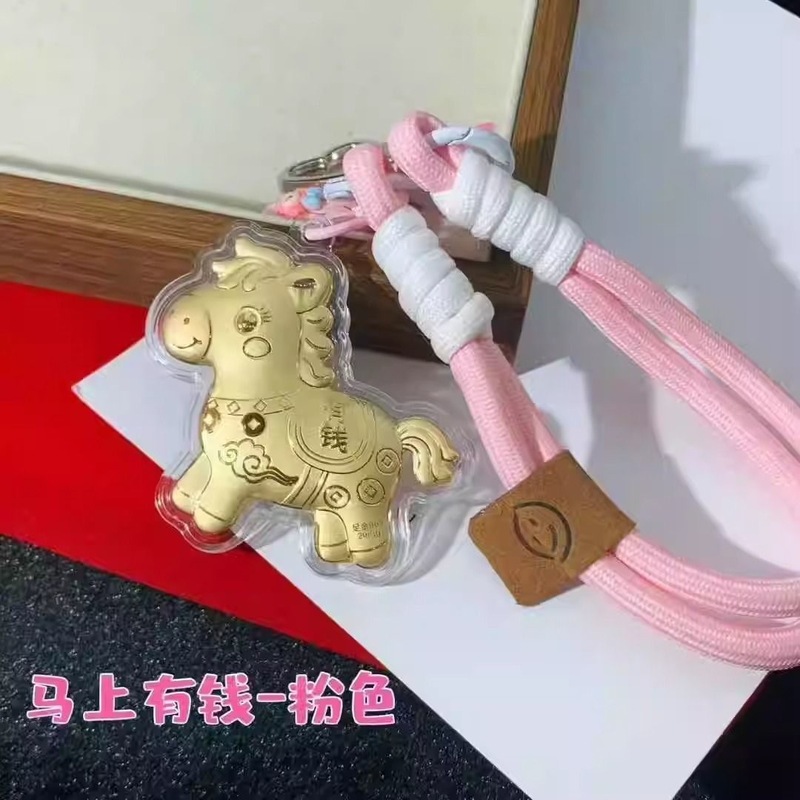 水贝爆款足金999马上有钱卡通手机链挂件挂饰钥匙扣黄金包包挂饰|undefined