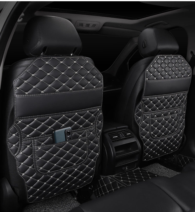 Multifunctional Universal Seat Backrest with Storage, Anti-Dirt and Wear-Resistant Protective Pad, Car Rear Seat Anti-Kick Pad for Interior Use