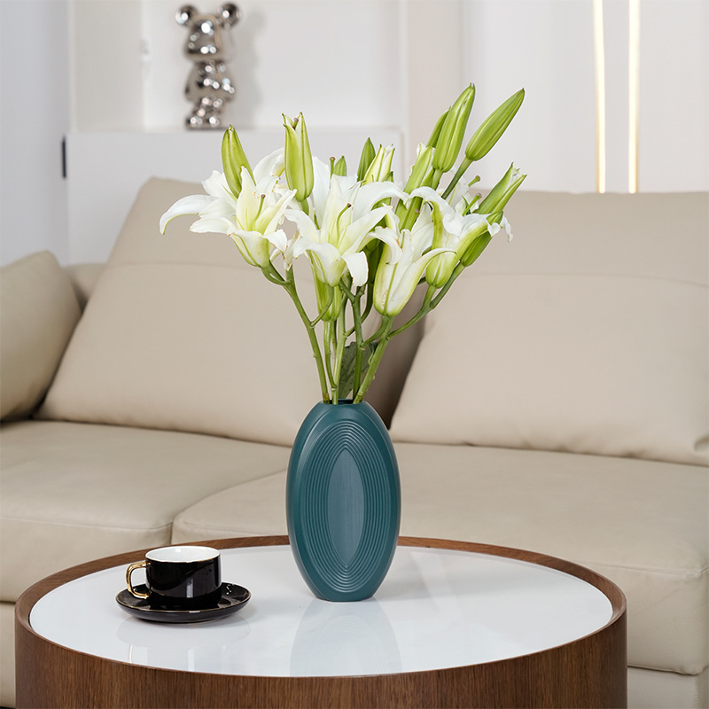 塑料花瓶北欧风创意大肚插花容器摆件干湿花花瓶仿釉仿瓷花盆