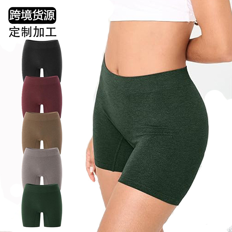 Bamboo Fiber Safety Leggings Seamless Women's Boxer Shorts for Outer Wear Sports Fitness Breathable European and American Large Size Customization