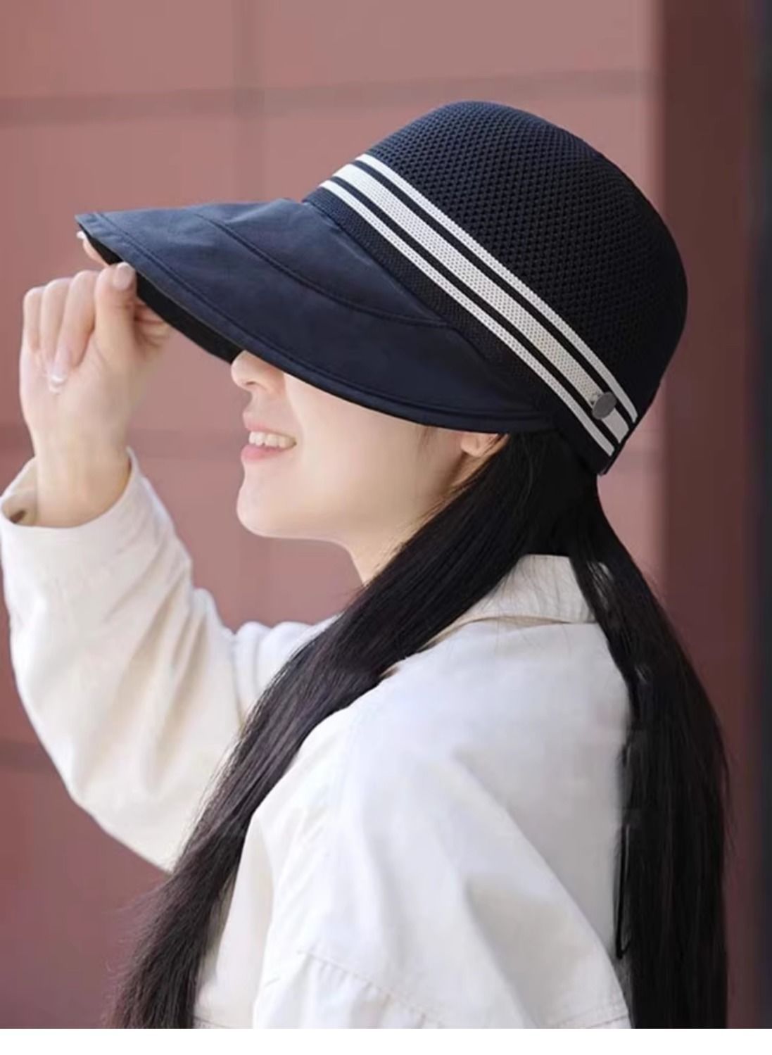 Women's Open Top Sun Visor Hat For Large Heads Ponytail Cap_voghion.com
