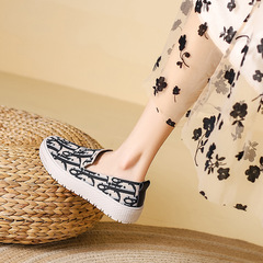 小香風漁夫鞋女厚底單鞋一腳蹬休閒針織王妃鞋圓頭深口飛織樂福鞋