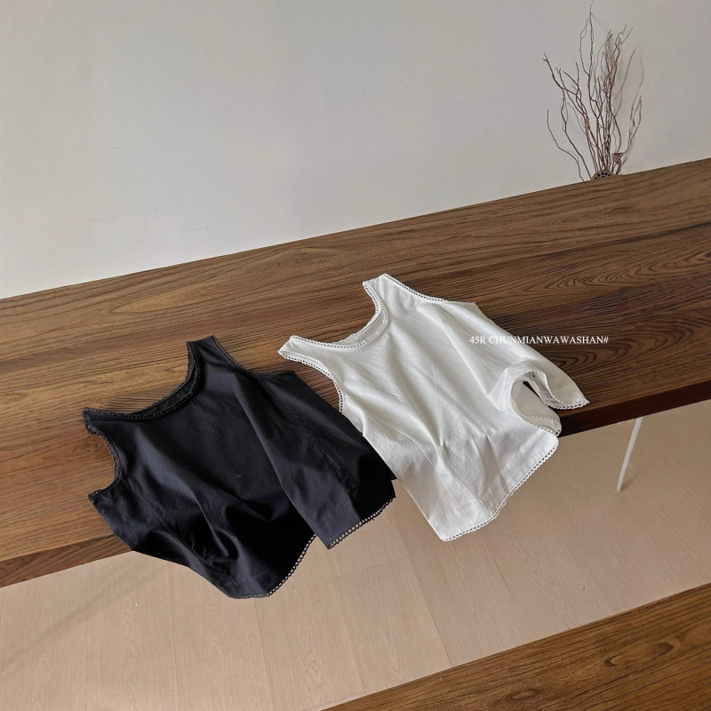 Japanese-Style Lace Vest for Women, Summer Outerwear, Pure Cotton, Loose Fit, Export Surplus, Sweet Sleeveless Top, In-Stock Wholesale
