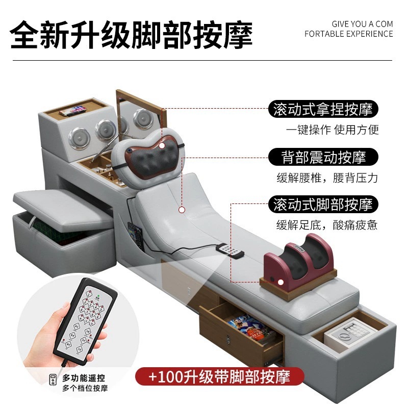 Cama de cuero genuino, cama doble de 1,8 metros, cama suave multifuncional inteligente con almacenamiento para dormitorio principal de 1,5 metros, cama de matrimonio moderna y minimalista. image 5
