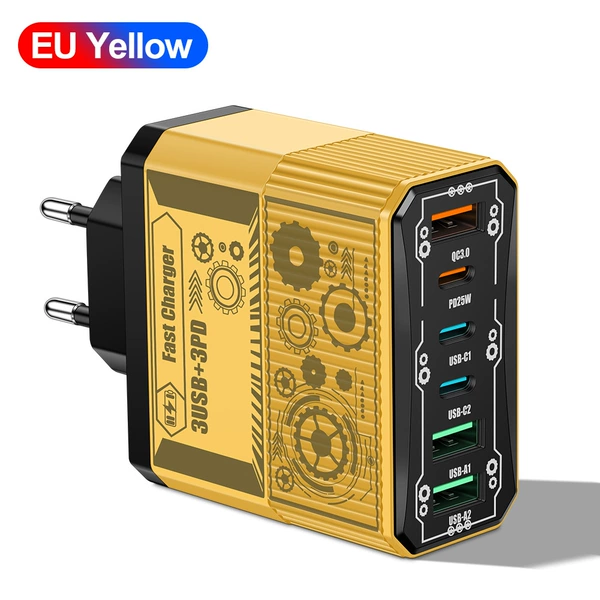 BK304-3a3c, 6 портов, EU, Жёлтый