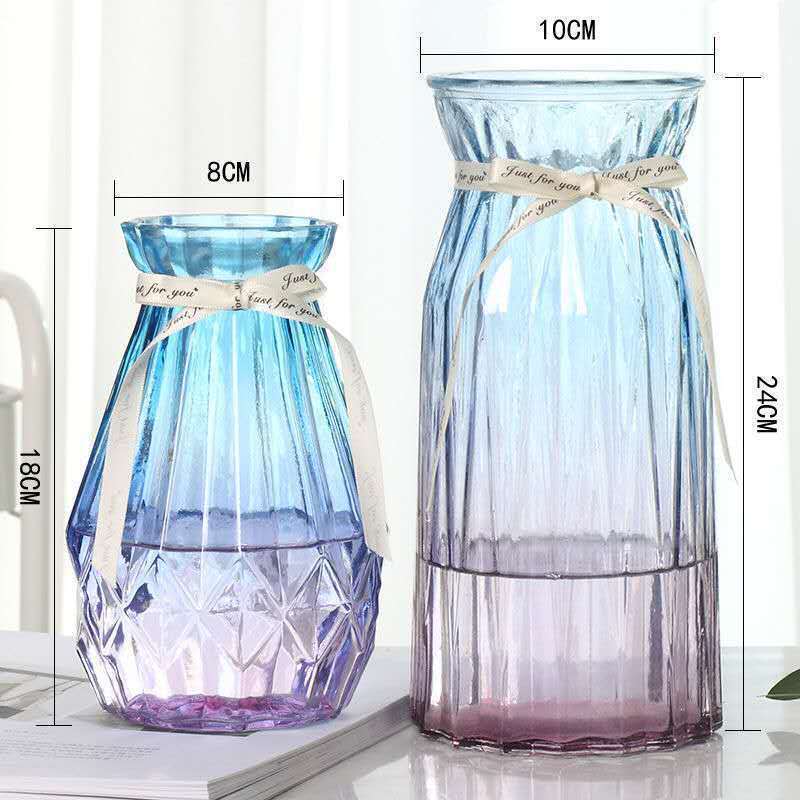 クリエイティブな花瓶ガラス透明水リビングルームの装飾品フラワーアレンジメント北欧シンプルなリッチバンブードライフラワー|undefined