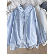 纯棉轻奢衬衫女内搭叠穿宽松百搭遮肉长袖衬衣气质外穿上衣服爆款