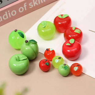 Simulation fruit apple food play three-dimensional creative car ornaments hair accessories hair clip material light transmission diy resin accessories