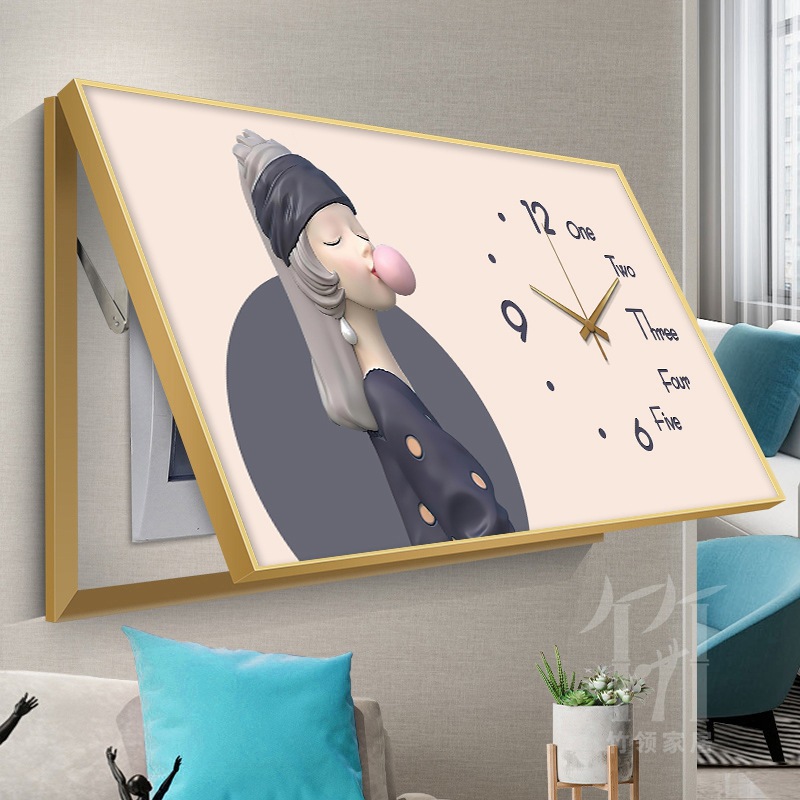 Niña nórdica caja de medidor pintura decorada sin agujeros de perforación de tapa de encendido interruptor de alimentación caja de interruptor con reloj colgar pintura