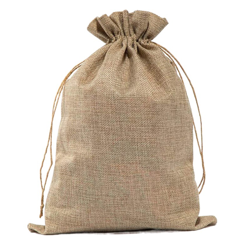 Vintage bolsa de lino cordón Navidad regalo artesanía joyería embalaje imitación Lino pequeño bolso de lino fábrica al por mayor