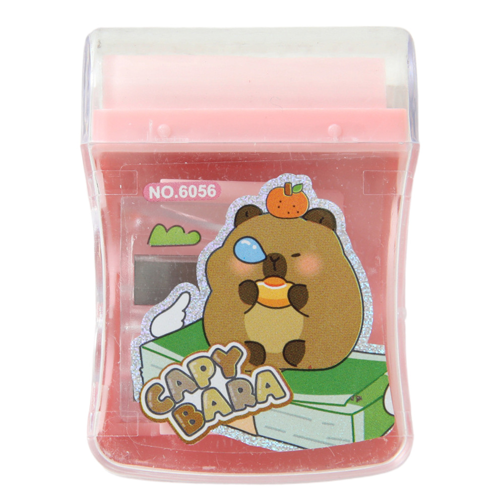 Hermoso carpi de doble agujero lápiz de goma de alto valor facial barril de goma 2 - en - 1 afilador de lápiz para estudiantes de papelería