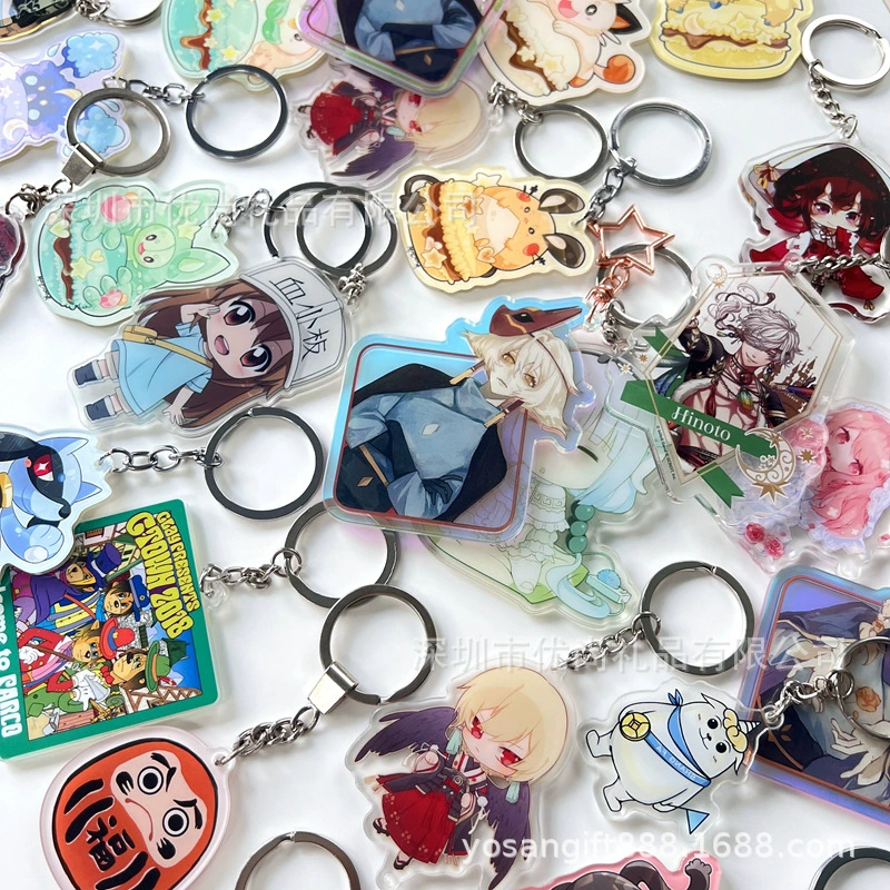 Creative acrylic transparent double-sided cartoon keychain for keys, custom-made