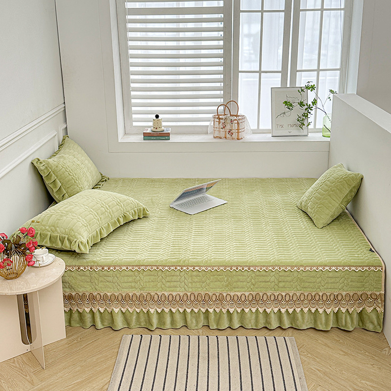 fleece-lined Non-slip Milk Velvet Mattress Tatami Bed Cover High-grade Kang Mat Mattress Cotton Padded Warm Bed Skirt Bed Pad