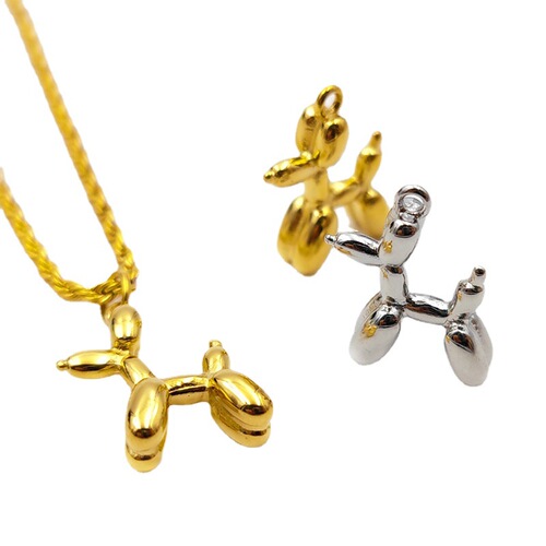 Manufacturer's self-produced Japanese and Korean children's fun ins internet celebrity trendy balloon puppy pendant plated 18K three-dimensional personality cartoon pendant