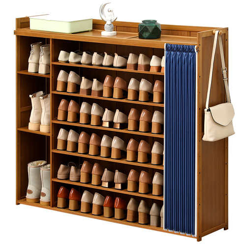 Dust-proof storage shoe cabinet home doorway wooden entrance cabinet solid wood flip bucket living room simple modern assembled shoe cabinet