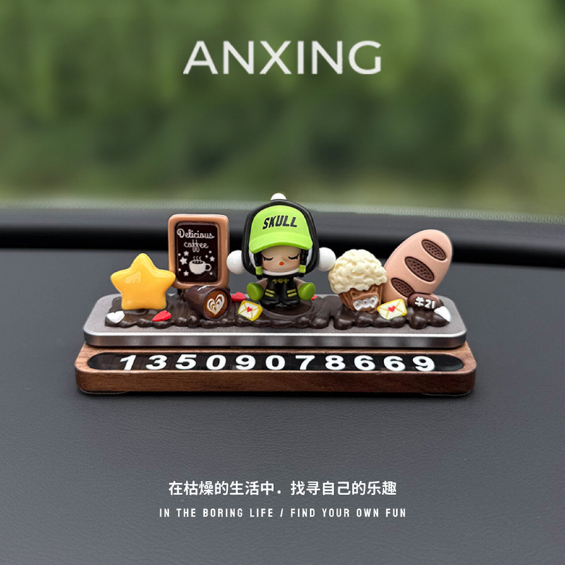 Temporary Parking Number Plate Pop Mart Car Temporary Moving Phone Number Sign Creative Decoration High-End 2025 New Model for Women