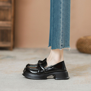 Thick-soled small leather shoes 2023 new style single-layer shoes college-style thick-soled leather Lefu shoes British-style spring women's shoes