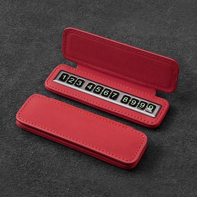 Leather Temporary Parking Sign, Nömrəli dayanma kartı - red