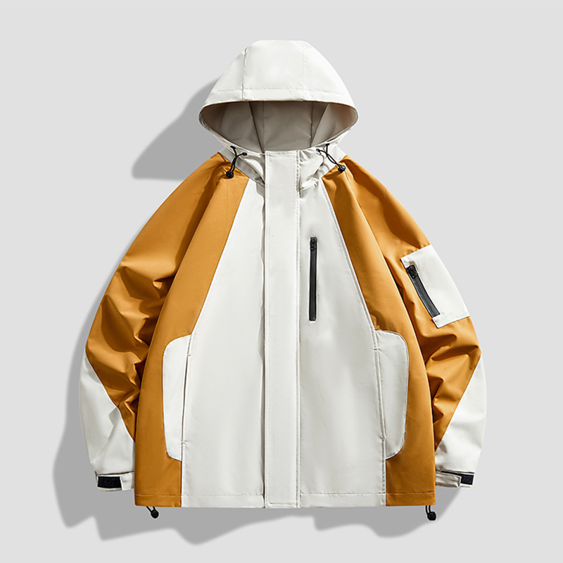 Primavera y otoño marca de moda chaqueta de camisa de trabajo empalmado chaqueta de color contrastante chaqueta de asalto chaqueta con capuzas casuales al aire libre hombre