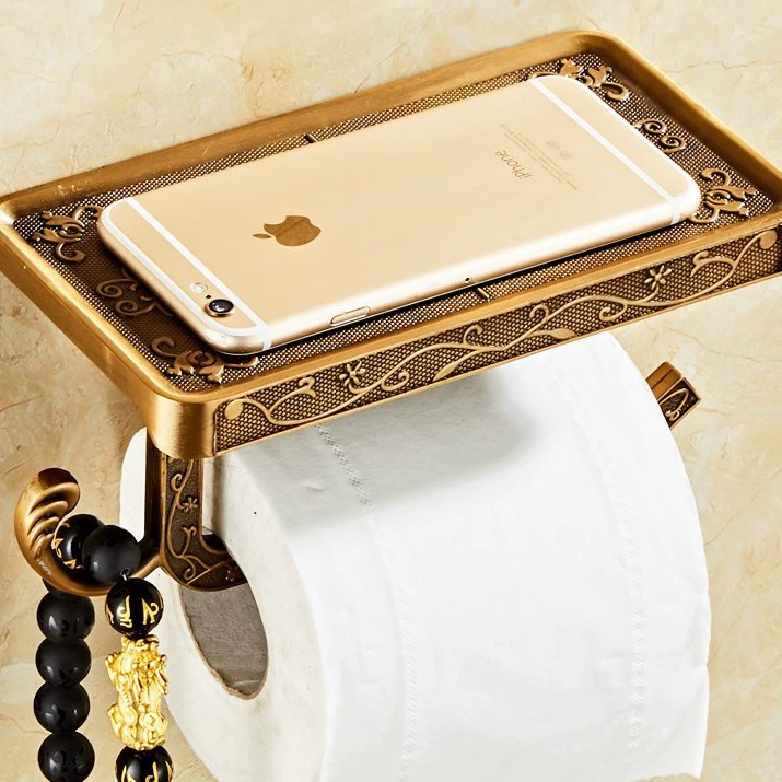 Size: Antique Aluminum Rolled Paper Frame - Retro European-Style Towel Rack & Toilet Holder, Black