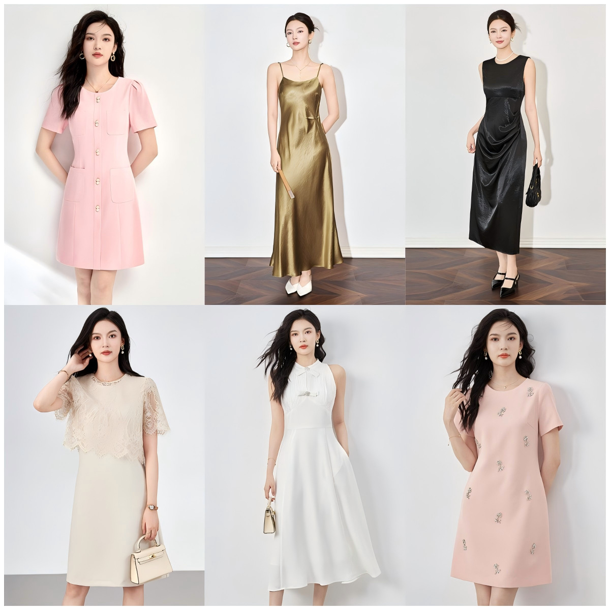 Đầm suông nữ midi mùa hè tay ngắn — 2425204 - Hạnh