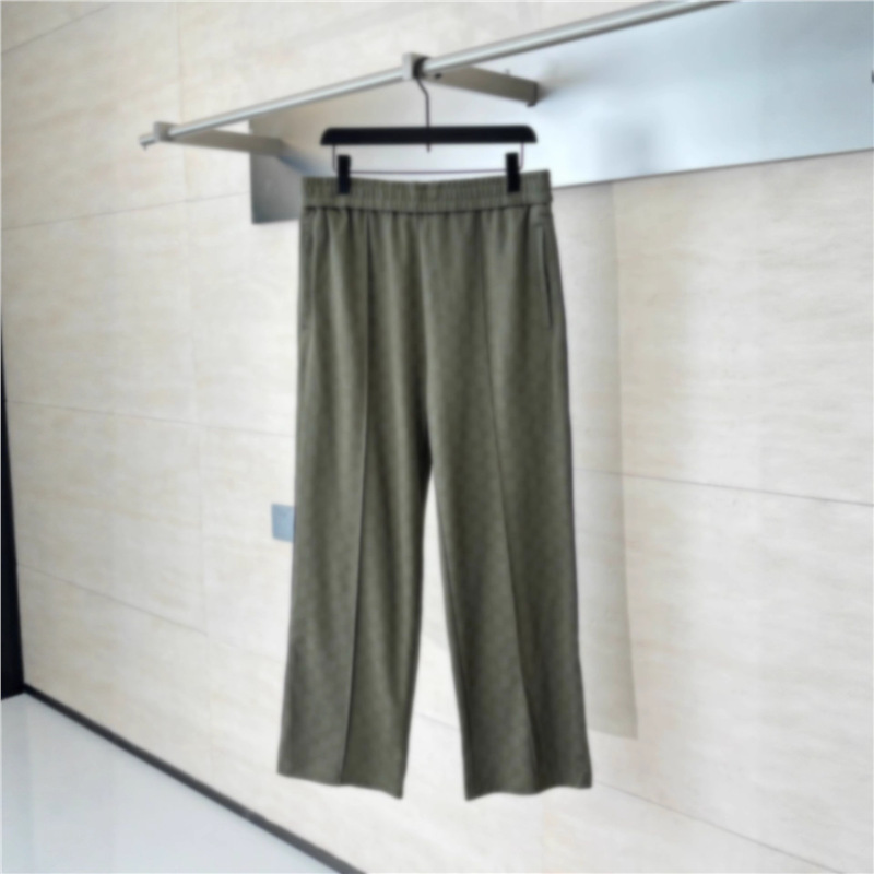 Ceiling Quality 25S Trendy Brand New Forest Green Double g Dark Pattern Jacquard Suit Casual Pants for Men and Women, Trendy