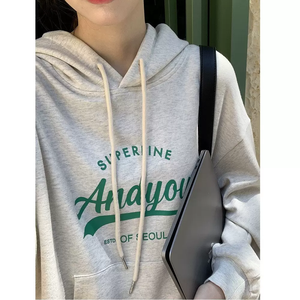 加绒连帽卫衣女秋冬韩国跨境亚马逊新款日系学生百搭上衣现货批发