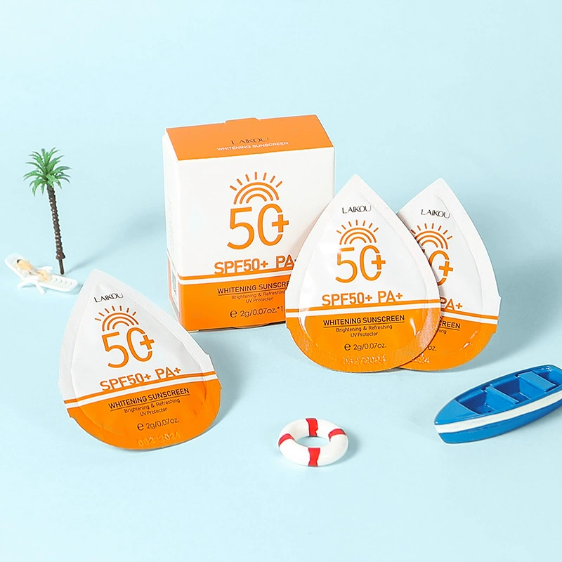 Увлажняющий солнцезащитный крем (Laikou), SPF50+ PA+, 2 г × 15 пакетиков, отбеливание и защита от UV