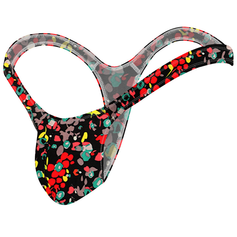 Tzy0982T men's sexy underwear bird color printed swimming material small thong T-pants-G023