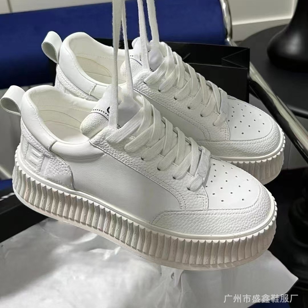 High Edition Chanel Style Double C Panda Biscuit Shoes Thick Sole 20223 New Style White Shoes Women's Lace-up Loaf Casual Sneakers