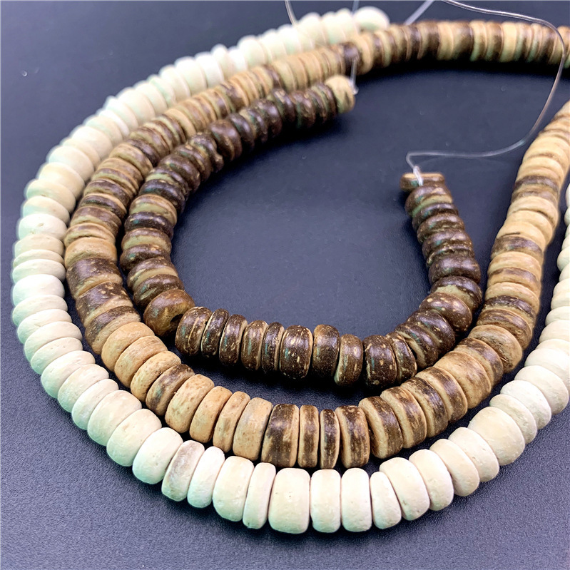 Coconut Shell spacer loose beads new original color coconut shell flat round wooden spacer beads DIY jewelry accessories beads wholesale
