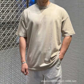 高版本D家26SS胸口小字母毛织短袖低调百搭宽松美式男女同款T恤