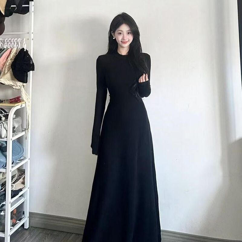 plus size 2025 Fall/Winter chubby girl Loose Belly Covering Straight Tube Slimming Temperament Long Dress Women's Base Long Sleeve dress