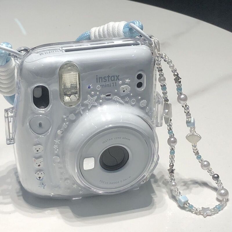 [Mini12 Transparent Case] Instax Crystal Case Polaroid Hard Shell Camera Protective Case Shell Chain Trendy