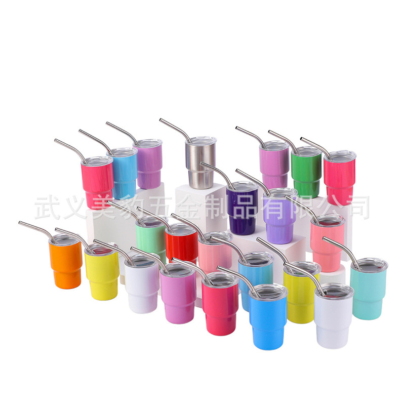 In stock 304 stainless steel mini 6OZ spirits Cup portable car Cup double-layer vacuum straw coffee cup