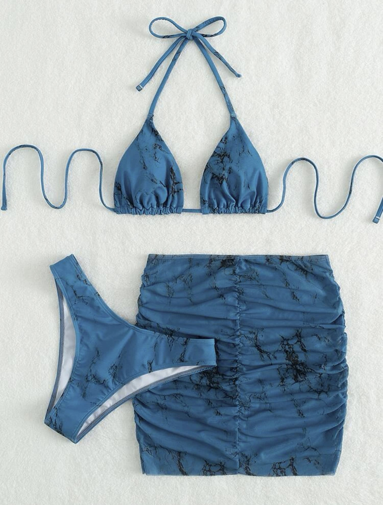2025 Nuovo stile europeo e americano, stampa marmorizzata, rete, tre pezzi, gonna corta, bikini, transfrontaliero_voghion.com