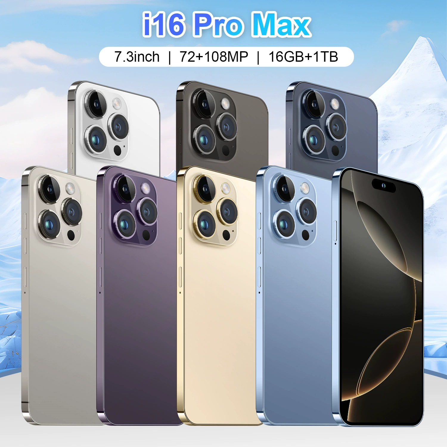 Горячий трансграничный мобильный телефон I16 ProMax с большим экраном 16+1T, 7,3-дюймовый смартфон Ozon AliExpress, цельное поколение